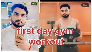 First Day Gym Workout 🏋️ video youtube gym first vlog video [upl. by Burkle]