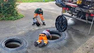 Crazy German Technology to Repair Massive Street Manholes [upl. by Novyaj528]