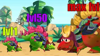 Level 1 Stego vs Max Level Stego  Dino Bash 2 Travel Through Time [upl. by Ariajay]