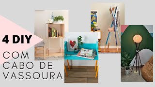 4 Ideias com cabos de vassoura DIY  Faça você mesmo [upl. by Aerdnua]