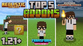 TOP 5 MELHORES ADDONS ATUALIZADOS PARA O MINECRAFT PE 121 [upl. by Ahsata334]