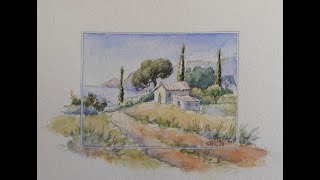 tutoriel d aquarelle facile  bastides en provence [upl. by Nede290]