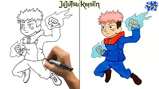 Yuji Itadori Drawing  How to Draw Yuji Itadori from Jujutsu Kaisen [upl. by Hasseman]