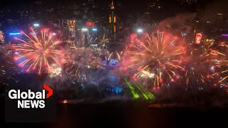 New Years 2024 Hong Kong shows off biggest fireworks display to date [upl. by Ttam]