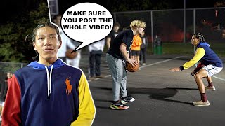 Trash Talker Gets MAD After LOSING 5v5 Basketball At The Park [upl. by Tamiko]