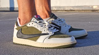 EARLY LOOK Jordan 1 low x Travis Scott Medium Olive by kickwho [upl. by Narba672]