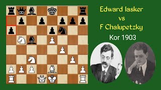 Raja gambit opening EdLasker vs F chalupetzky kor 1903 chesscom mastercatur chess [upl. by Ednargel]