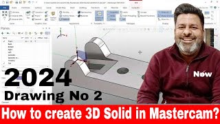 Mastercam 2024 3d Solid modelling practice Drawing Drawing 2 How to create 3d solid in mastercam [upl. by Ahsak349]