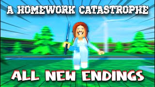 A Homework Catastrophe  All New Endings Roblox [upl. by Nolat]