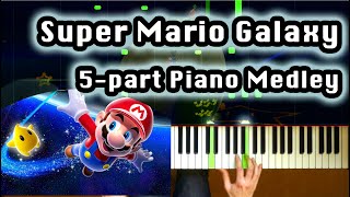 Super Mario Galaxy 5part Piano Medley incl Gusty Garden Piano TutorialHow To Play [upl. by Bartolemo]