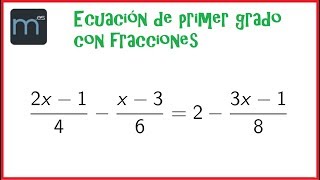 Ecuaciones de primer grado con fracciones ecuaciones ecuacionesprimergrado ESO Secundaria [upl. by Itoyj563]