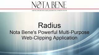 Nota Bene Software Tutorial Radius Web Clipper [upl. by Mickie]