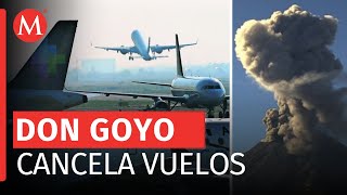 Aerolíneas cancelan vuelos por actividad del volcán Popocatépetl informa el AICM [upl. by Yehtomit]