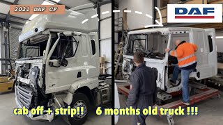 Rebuilding a Wrecked 6 months old 2021 DAF CF part 1 [upl. by Lauer565]