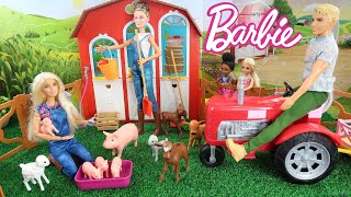 Barbie Goes To The Farm 💙 Barbie Sweet Orchard Farm 💙 Barbie Chicken Play Set 💙Barbie Tractor Toy 💙 [upl. by Euqirrne]