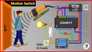 How to make Motion Sensor Switch using IR Proximity Sensor  CD4017 IC Projects [upl. by Leuname644]