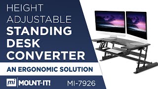 SitStand Converting Desk with Gas Spring Adjustable Height for Dual Monitors MI7926 [upl. by Keung]