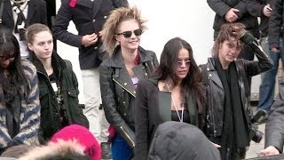 Cara Delevingne and Michelle Rodriguez attending the Chanel Haute Couture fashion show [upl. by Northington]