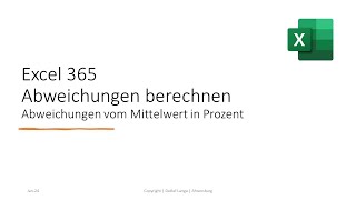 Excel 365 Abweichungen vom Mittelwert in Prozent [upl. by Saberio]