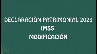 Declaración Patrimonial IMSS 2023 [upl. by Ecnerual118]