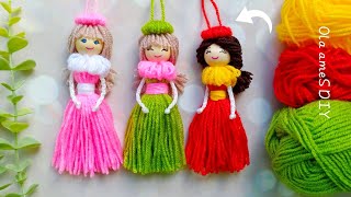 Its so Cute ☀️ Superb Doll Making Idea with Yarn and Cardboard  You will Love It DIY Woolen Craft [upl. by Gnivre730]