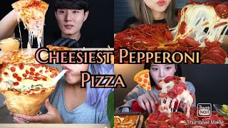 ASMR CHEESIEST PEPPERONI PIZZA 🍕 mukbang compilation cheesiest pepperoni pizza [upl. by Eelyam]