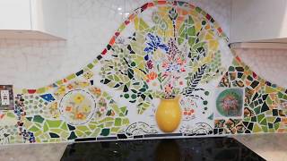 Kitchen Custom Mosaic Backsplash Step By Step [upl. by Evelyn]