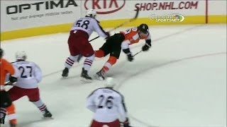 Claude Giroux scores backhander while falling [upl. by Cece210]