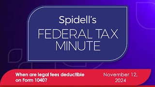 Podcast When are legal fees deductible on Form 1040 [upl. by Oidualc]