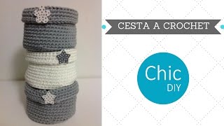 CESTA A CROCHET  CHIC DIY [upl. by Anrapa54]