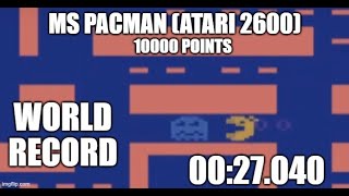 Ms PacMan Atari 2600 10000 points Speedrun World Record in 0027040 by andresfgp13 [upl. by Ahsinav]