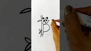 How To Draw Letter B Drawing Cute Panda howtodraw kidsdrawing Short theartandcraftroom [upl. by Akirej]