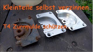 Autoteile Zurrmulden verzinnen  Korrosionsschutz  VW T4 Doka Restauration [upl. by Nrevel]