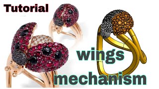 Wings opening and closing ring mechanism tutorial video Mechanism jewelry explanation video [upl. by Aisnetroh880]