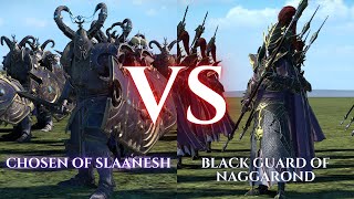 WARHAMMER III Total War  Chosen of Slaanesh VS Black Guard of Naggarond [upl. by Smitty]