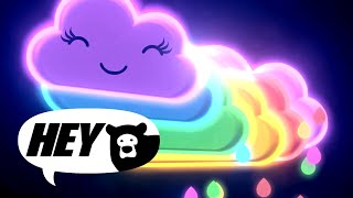 Hey Bear Sensory  Rainbow Dance Party  Fun Video with colourful animation and music [upl. by Korten]