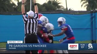 Pahokee bests Palm Beach Gardens 3418 at home [upl. by Kancler606]