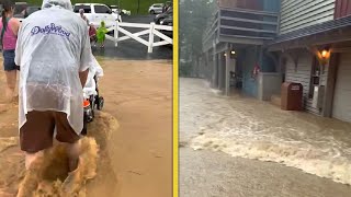 Dollywood Visitors TRAPPED by FLOOD After Intense Storm [upl. by Elvera]