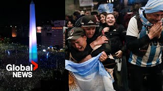 Argentina fans celebrate Copa America victory in streets of Buenos Aires [upl. by Toddie]