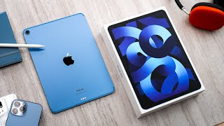 2022 iPad Air 5 UNBOXING and SETUP  BLUE [upl. by Piks492]