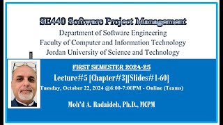 L522102024 SE440 Software Project Management Chapter 3Slides 160  S1 202425 [upl. by Inattyrb]