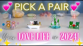 Your LOVE LIFE in 2024 💘 Pick a Pair 👯‍♂️ Detailed Tarot Reading ✨ [upl. by Attalie]