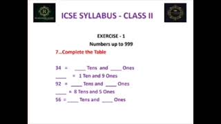 ICSE CLASS II Syllabus Chapter 1 Exercise 1 Counting numbers [upl. by Thebault216]