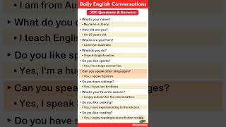 Improve English Speaking Skills🔥 200 Common Questions and Answers in English 🔥 English conversation [upl. by Pippo]