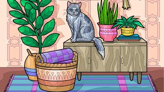 Cats in the Living Room heycolor colorwithme paintbynumbers relaxing coloring video gameplay [upl. by Hedvig123]