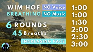 WIM HOF Guided Breathing  45 Breaths 6 Rounds Increasing Pace  To 300min No Voice No Music [upl. by Atnes]