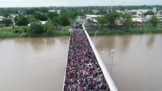 Thousands Of Migrants Stopped At GuatemalaMexico Border  NBC Nightly News [upl. by Alyakem]