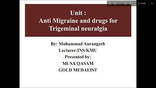 Anti Migraine Drugs Part 1  Types of Migraine  BSN 4th amp Post RN 1st Semester  KMU Lectures [upl. by Nahoj]