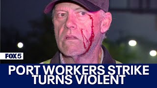 Port workers strike turns violent in Baltimore [upl. by Lippold]