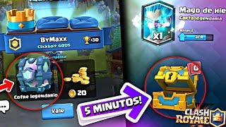 ¡¡ME TOCA UN COFRE LEGENDARIO GRATIS y UNA LEGENDARIA en un COFRE DE ORO en 5 MINUTOS Clash Royale [upl. by Hammer]